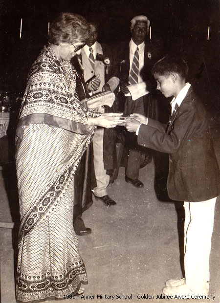 1980 - Ajmer Military School Golden Jubilee Award Ceremony - Amarjeet Malik, T.S. Panwar Sir, Joshi Sir