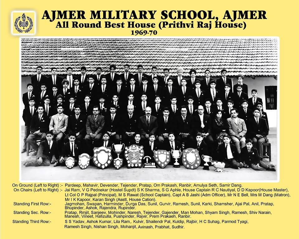 Ajmer Military School - 1969-70 All Round Best House - Prithviraj House