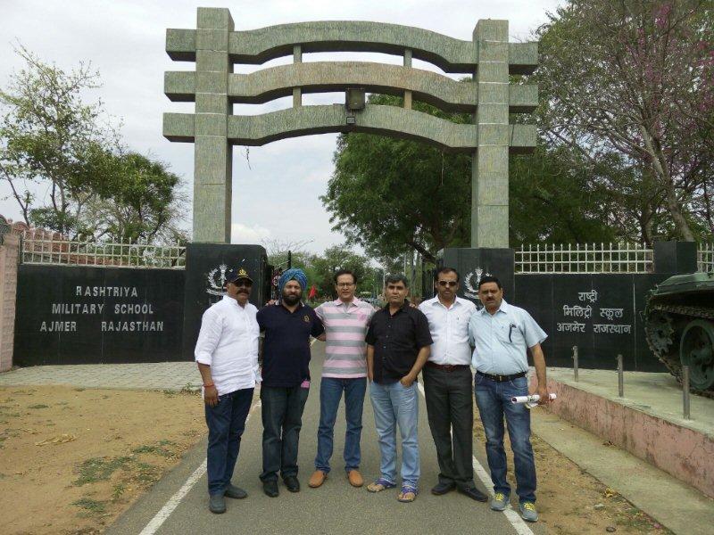 Mukul Mishra, Shairvair Singh, Aseem Mehra, Pradeep Malik, Sushil Daila, Rajesh Kumar Singh at Military School Ajmer Main Gate