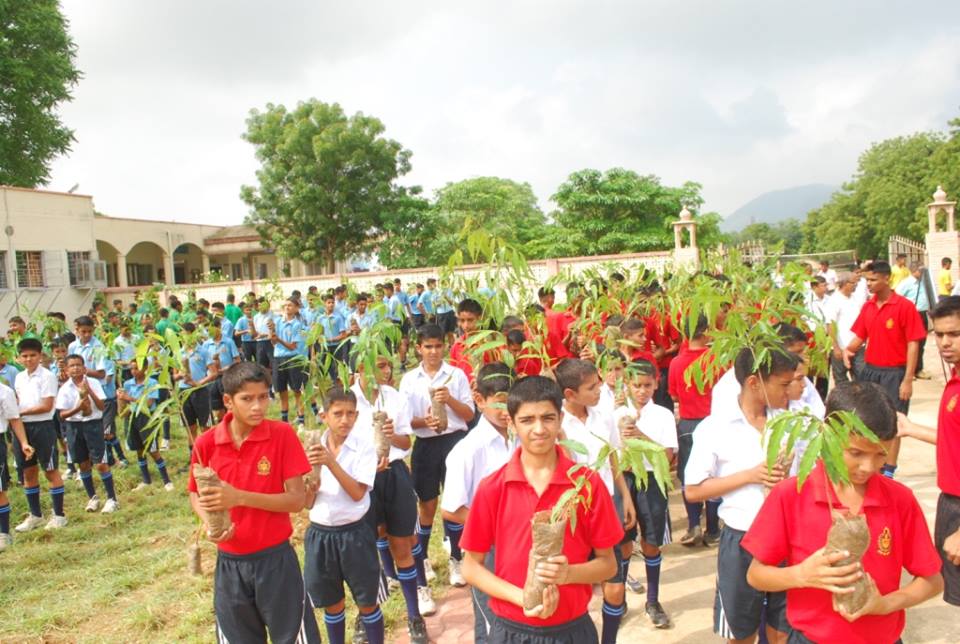 Cadets participating in Tree plantation Drive at Rashtriya Military School Ajmer