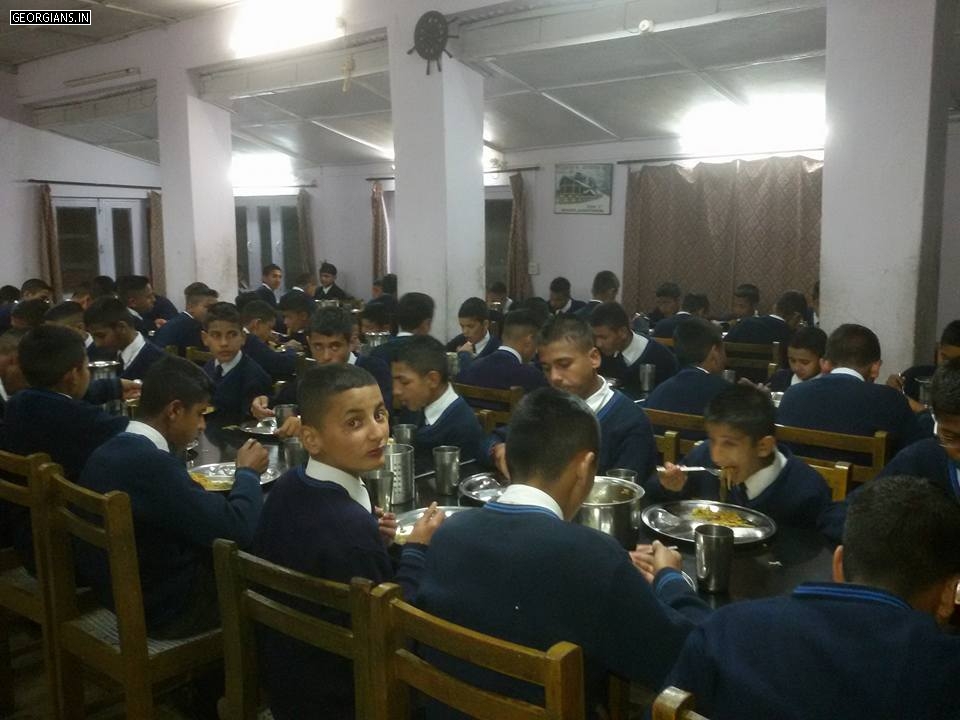 Virender Sambyal with cadets in Chail Military School Mess