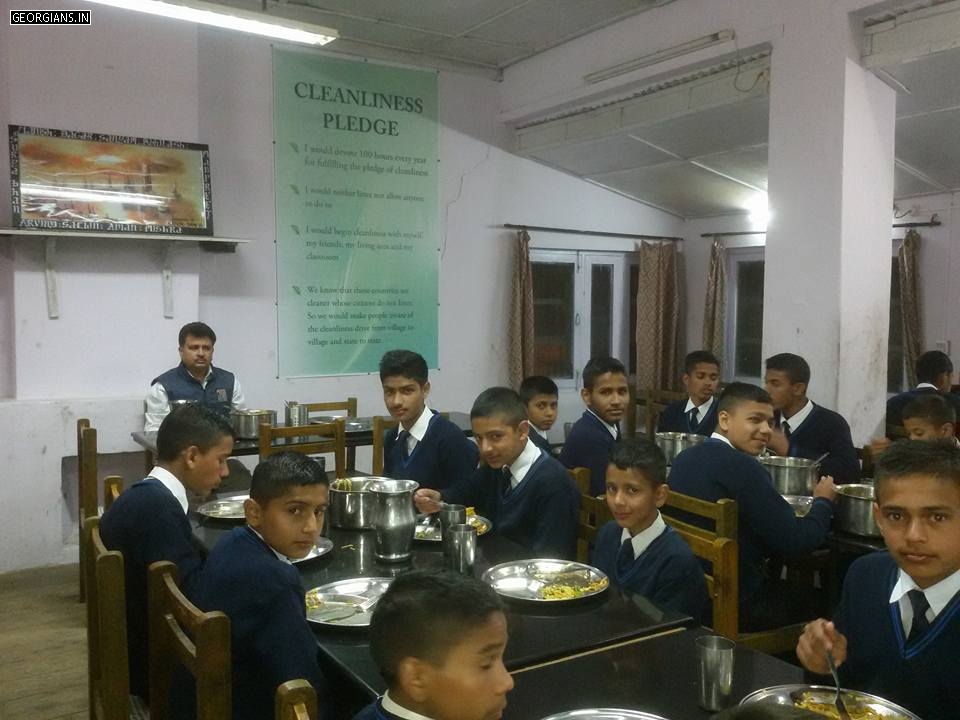 Virender Sambyal with cadets in Chail Military School Mess