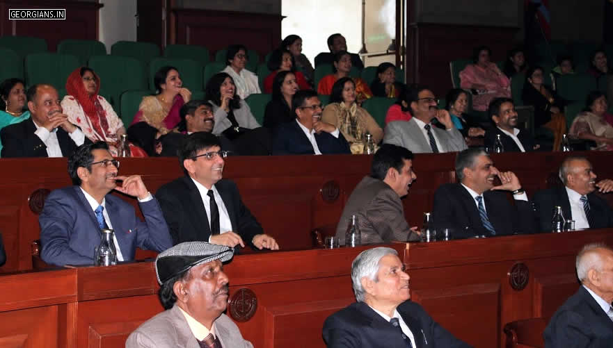 All 1986 Batch Ajmer Georgians gathered in Ashoka Auditorium, Manekshaw Centre, New Delhi - Presentationon school activities / classmates followed by felicitation of teachers - In photo we can see - Gaurav Chopra, Sanjay Singh, Ishwar Singh Sangwan, Jaideep Singh, Jitender Kumar Sharma, Naresh Yadav, Vipul Vyas, Amarjeet Malik, Birender Singh Rathee, Surender Singh Thakur, H. Peter Sir, K.C. Sharma Sir, I.K. Kapoor Sir