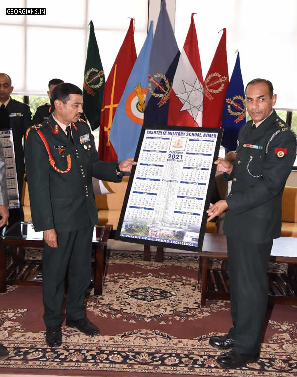 Maj Gen. Gupta & School Principal Lt. Colonel Anant Thapan released School Wall Calendar for year 2020-21