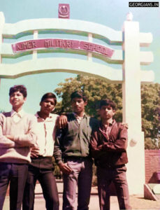 Jayesh Badola 1192, Ishwar Singh Sangwan 934, R. Suresh Nair 1007 and Jitender Kumar Sharma 960 at AMS Ajmer Main School Gate