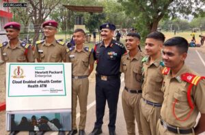 Colonel Kamal Singh Shekhawat with School Prefects on inauguration of Cloud Enabled Health Center at RMS Ajmer