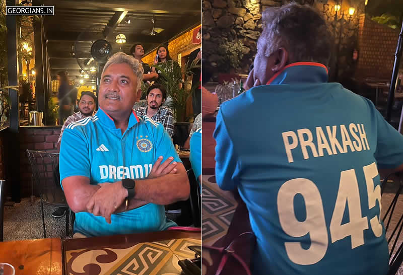 Ajmer Georgian Prakash M Surve watching World Cup Semis at Toit Pune