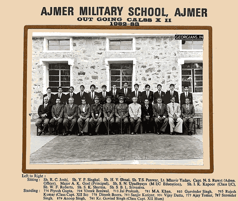 Ajmer Military School, Ajmer Out Going 12th Class 1982-83