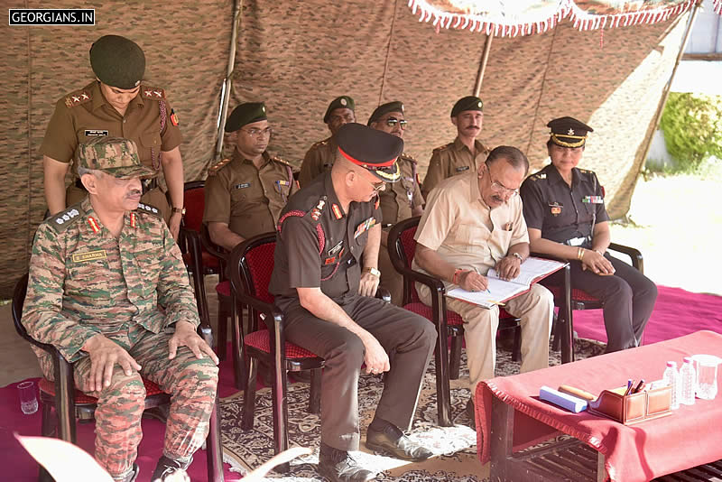 Operation Sindoor Anniversary: Sitting Extreme Right Principal Lt Colonel Ritu Chhetri, Speaker Vasudev Devnani, Camp Commandant Colonel Ajay Dadhich (Georgian 1285 SC House)