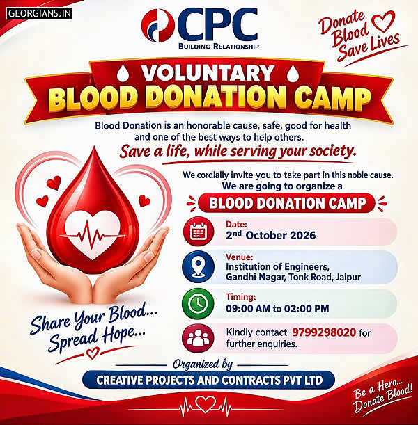 Creative Projects and Contracts Pvt Ltd voluntary blood donation camp 2026